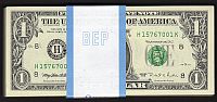 Fr.1922-H, 1995 $1 St. Louis FRN, H-K Block, Pack of 100, GemCU
